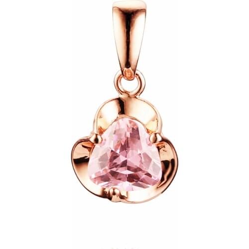 2021 Korean Women Pendant New Fashion Jewelry Trendy Pink Heart Shape Cubic Zircon Pendants Charms