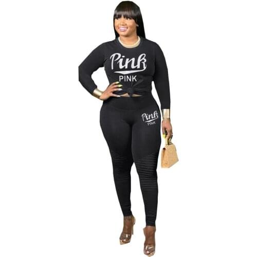 HHDMV 2020 Autumn High Quality Plus Size Letter Soft Casual Young Regular Tracksuits Full Sleeve Long Pants Women 2 Piece Set