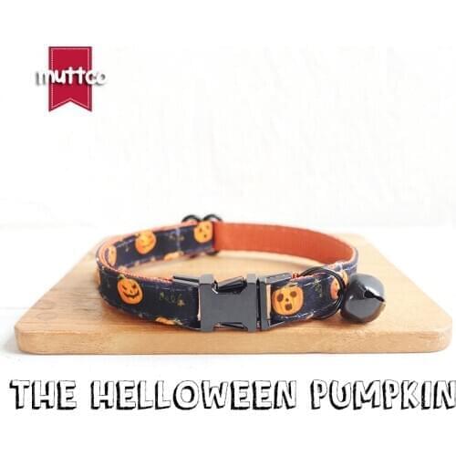 10pcs/lot MUTTCO retail with black high quality collar for cat THE HELLOWEEN POMPKIN design cat collar 2 sizes UCC086H