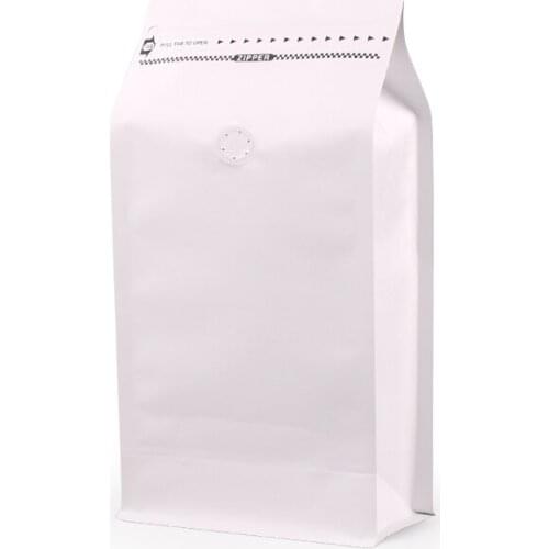 100pcs 1 pound volume white kraft paper Lamination aluminum foil ziplock packaging bag coffee bag with valve