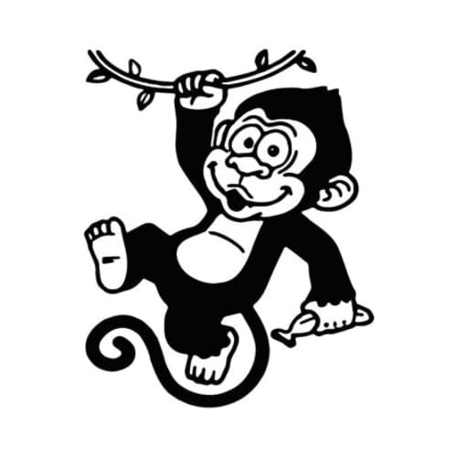 14CM*17.3CM Happy Monkey Cartoon Decor Car Sticker Car Trunk Accessories Vinyl Decal Black/Silver N1198