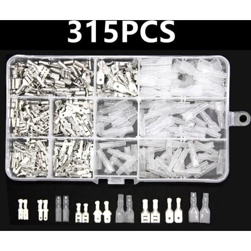 315Pcs Female Male Cable Lugs Automotive Splice Electrical Wire Crimp Terminals Insulated Spade Electrical Wire Butt Connectors