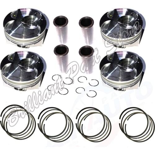 4X Engine Pistons W Rings Fit For Ford Edge Escape Explorer Focus Taurus Lincoln MKC MKZ MKT 2.0T 13-16
