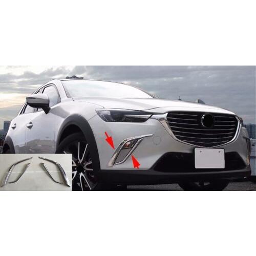 4pcs Exterior Car Styling Front Fog Light Strip Trim Fit For Mazda CX-3 CX3 2015 2016 2017 2018