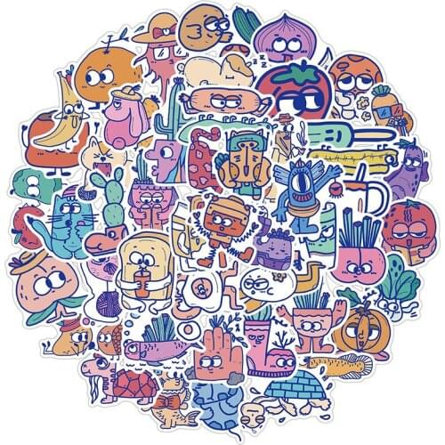 50Pcs Retro Cartoon Image Graffiti Stickers Japanese Style Ukiyo-e Art Kids Kids Fashion Stationery Guitar Doodle Illustration