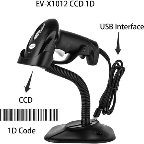 Automatic Sensing 1D CCD Barcode Scanner Powerful scanning code function Supermarket Goods Scan Gun EVAWGIB