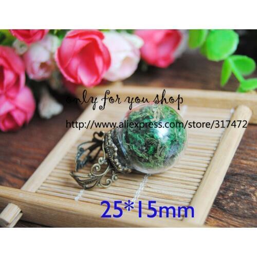 Freeshipping! 100sets 25*15mm glass vial & antique bronze ringDIY jewelry pendant