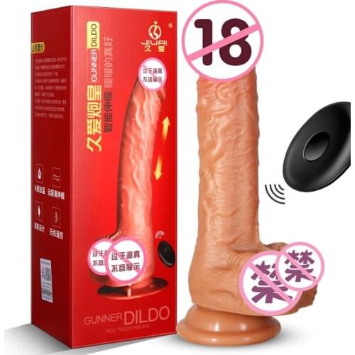 Wireless Remote Skin-Friendly Silicone Realistic Dildos Rechargeable Smart Heating Telescopic Thrusting Massaging Wand Dicks