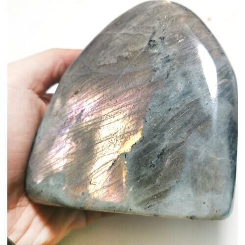 Big Natural Purple Flash Labradorite Freeform Polished Quartz Crystal Plagioclase Display Mineral Specimen Home Decoration