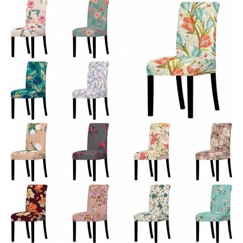 Flower Stretch Chair Cover Big Elastic Seat Chair Covers Printed Anti-dirty Slipcovers Restaurant Banquet Hotel Home Decoration