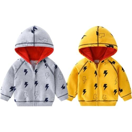 Boy Spring Autumn Casual Jacket Kids Lightning Pattern Cotton Outerwear Toddler Baby Fashion Trend Warm Sweater Children Clothes