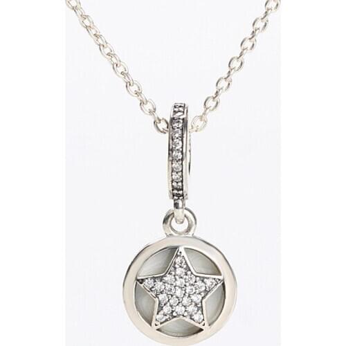 S925 Sterling Silver Diamond Friendship Star Pendant Enamel White Bracelet Charm Pendant