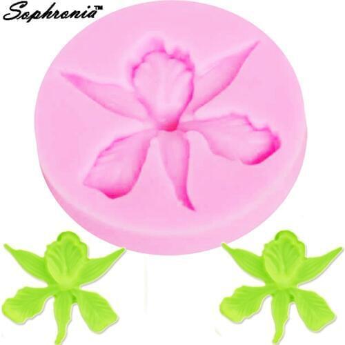 F1057 DIY Food-grade Silicone Mold 3D Orchid flower Shape Embossing Fondant Cake Decorating Tools Moulds Sugar,6.3*6.31.1CM