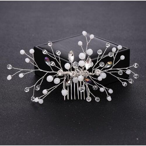 Trendy Rhinestone Crystal Hair Combs Wedding Hair Accessories Handmade Bridal Headpiece tiara Women Jewelry Hair ornaments