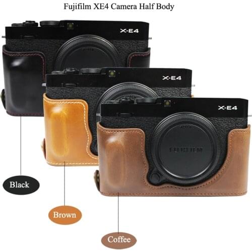 PU Leather Case Camera Bag for Fujifilm XE4 Fuji XE4 XE-4 Half Body Set Cover with Battery Opening