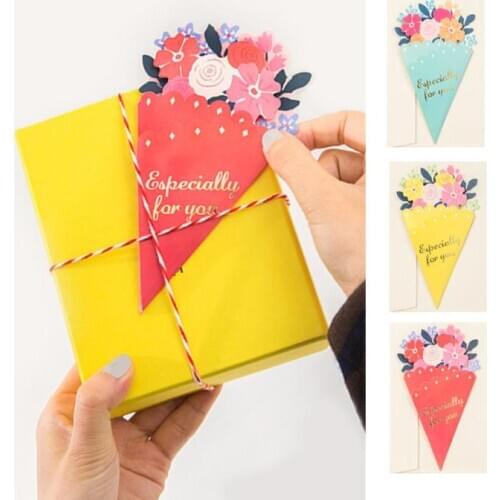 Beautiful Paper Bouquet Flower Shapes Greeting Card Handmade Gift Card Birthday Wedding Party Favor Gifts SN1432