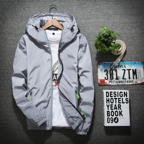 Men Autumn Jackets Luxury Fashion Casual Oversized Hooded Coat Streetwear Clothes Cotton New Items 2020 Movement Reflective Suit
