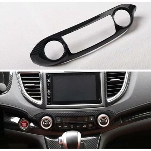 Car Dashboard AC Switch Button Frame Cover Trim Sticker Fit For Honda CRV 2012-2014 Carbon Fiber ABS