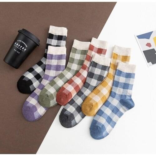 Fashion Grid Designs Geometry Pattern Socks Thick Womens Anklets Casual Relaxation Girls Anime Low Tube Ladies Multi Colors