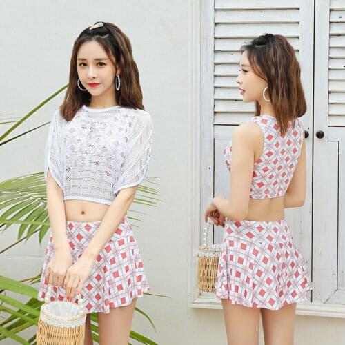 2021 New Fashion Swimsuit Ladies Sexy Split Three-piece Skirt Blouse Was Thin Hot Spring Swimwear