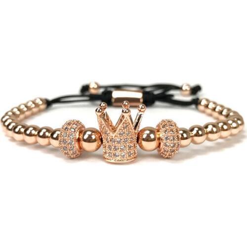New Alloy Beads Bracelets For Women Men Luxury Rhinestone CROWN Charms Bangle Adjustable Size Fashion Jewelry Pulseras Mujer