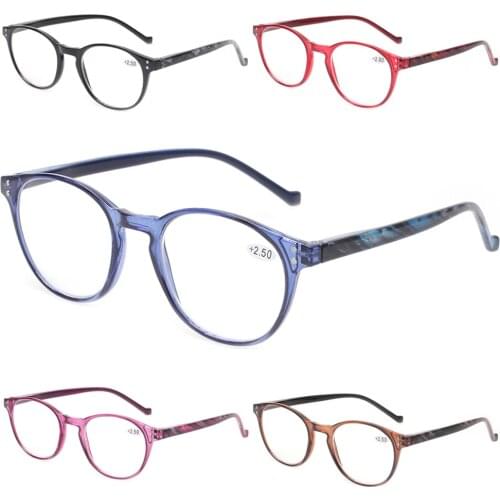 Fashion Small Frame Plastic Lightweight Reading Glasses For Men And Women With Spring Hinge Diopter +0, +50, +75, +100, +125