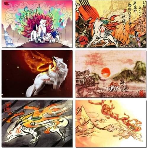 Okami Hot Game Art Prints Silk Canvas For Wall Pictures Room Decoration-004