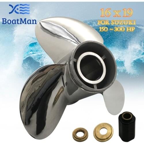 Outboard Propeller 16X19 For Suzuki Engine 150-300 HP Stainless Steel 15 Tooth splines Outlet Boat Parts LH