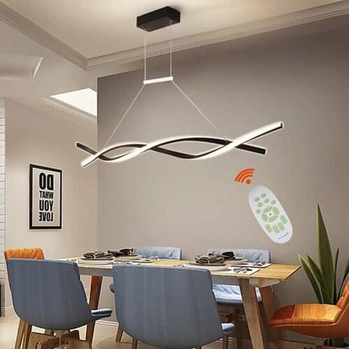 Pendant Light 2-Light 80 CM Modern Creativity Curl Wave Design Adjustable Aluminum Linear Pendant Lamp for Living Dining Room