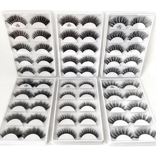 Wholesale Eyelashes 5/10 Boxes Faux Mink Eyelashes 3D Natural False Eyelashes Soft Eyelash Extension Makeup Kit Cilios H13 H16