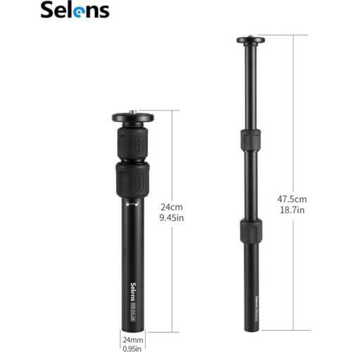 Selens Tripod Monopod Extension Tube 3-Sections For FEIYU ZHIYUN Stabilizer Camera Cannon DSLR Sony Nikon Phone Tripod