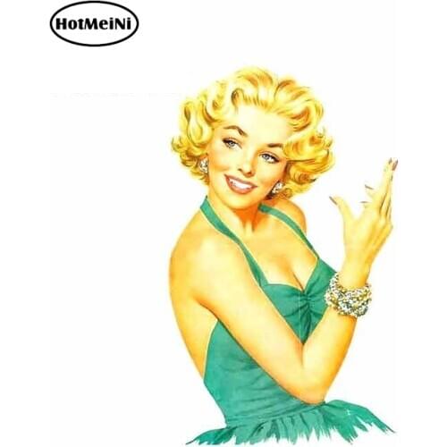 HotMeiNi Retro Pin up Girl Locker Toolbox Stickers Laptop Car Truck Bike Blonde Beauty Car Stickers