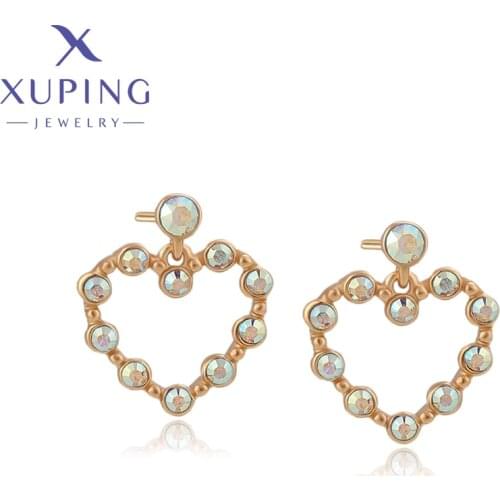 Xuping Jewelry Fashion New Arrival Heart Shaped Crystals Earrings for Women Party Gift 20255