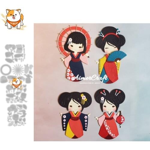 Japanese Geisha Metal Cutting Dies Mold Knife Scrapbooking Stencil DIY Embossing Craft Die Cuts Card Making New Dies For 2021