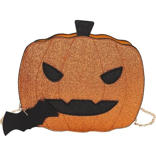 Sparkling pumpkin Fun Cute Crossbody Bag Shoulder Chain Bag for Women 2021 Fashion Purses and Handbags Clutch Bag Pu Leather Bag