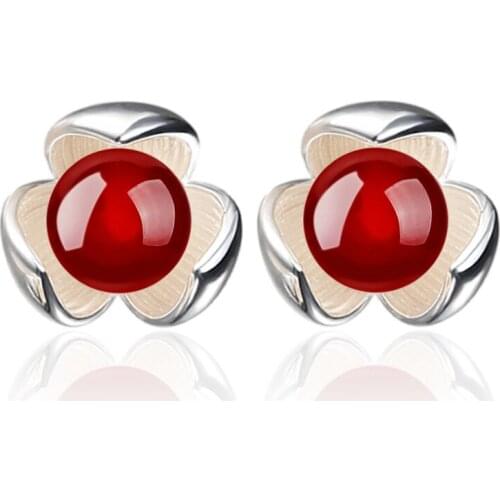 100% 925 sterling silver fashion rhinestone flower ladies' stud earrings wholesale women jewelry birthday gift drop shipping