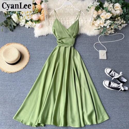 Cyanlee Sexy Backless Party Dress Women High Waist Spaghetti Strap Vestidos 2020 Elegant BeachSummer Maxi Long Dresses Robe