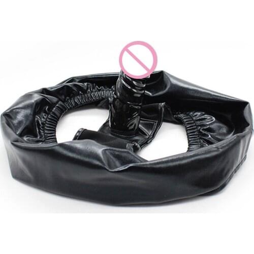 Black Female Masturbation Underwear Panties Pants with Dildo Penis Leather Latex Plug Chastity Belt Sex toy Products Women using