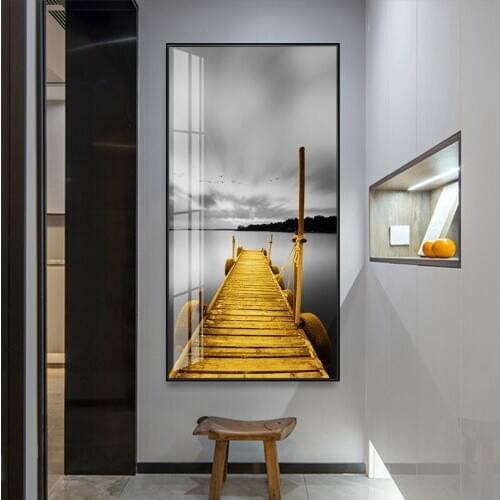 Nordic Style Black And White Seascape Canvas Painting Yellow Umbrella Boat Poster And Print Picture Living Room Bedroom Decor