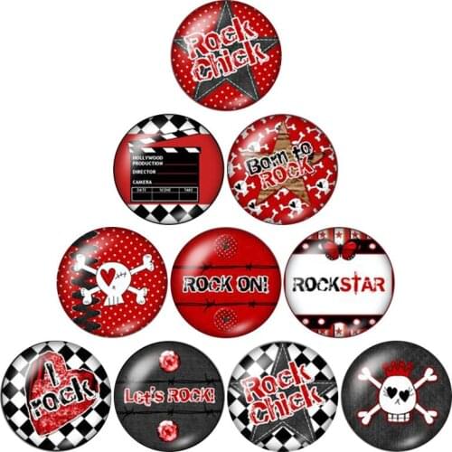 Beauty Rock&Chick Punk 10pcs mixed 12mm/16mm/18mm/25mm Round photo glass cabochon demo flat back Making findings ZB0528