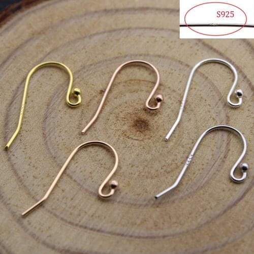 2 Pairs Real S925 Sterling Silver Hypoallergenic Ear Wires Earrings Hooks for DIY Jewelry Earrings Making Supplies Accessories