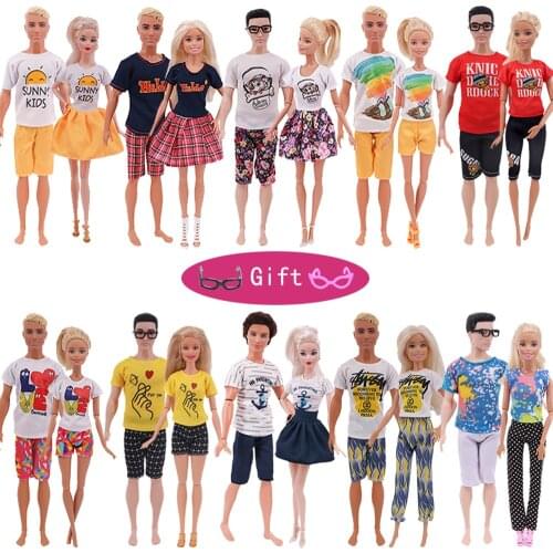 2PCS/Lot Barbies Doll Clothes Fashion Daily Handmade Dress Boy T-shirt Shorts For Ken&11.8 Barbie Inch Doll and BJD Doll,Toys