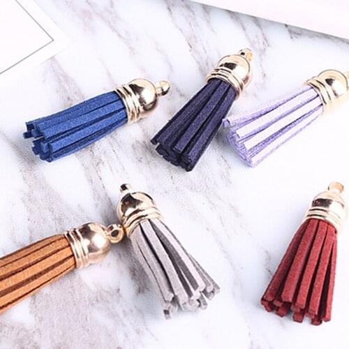 20 Pcs 4cm Tassels Pendants Multi Colors Faux Suede Leather DIY Crafts Accessory D5QB