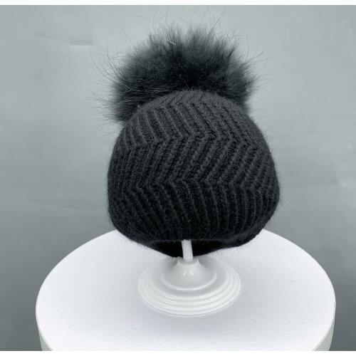 2021 Baby Twill Rabbit Wool Hat Fashion Casual Hat Baby Cap Outdoor Raccoon Balls Can Be Dyed