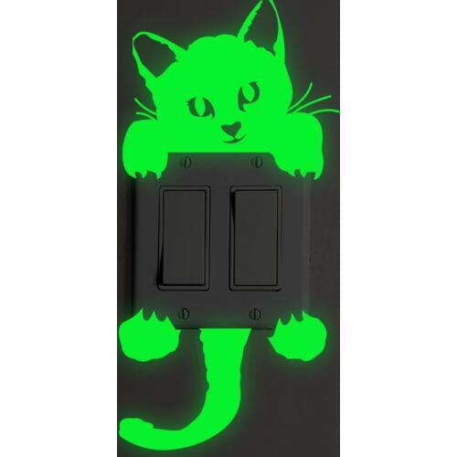 Animal unicorn cat cover cartoon room decor 3D Silicone wall on-off switch light luminous wall outlet sticker