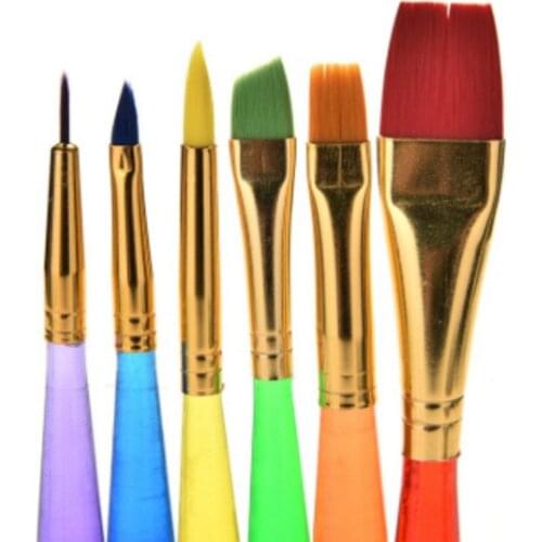 6pcs/set Rainbow Kids Paint artist Brush Set Child Painting Art Craft toy Watercolor Drawing Painting Blister packaging gift