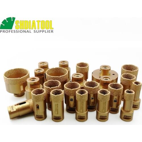 SHDIATOOL 1pc Vacuum Brazed dry Diamond Drilling Core Bits M14 Connection Drill Bits porcelain tile, granite Hole saw Cutter