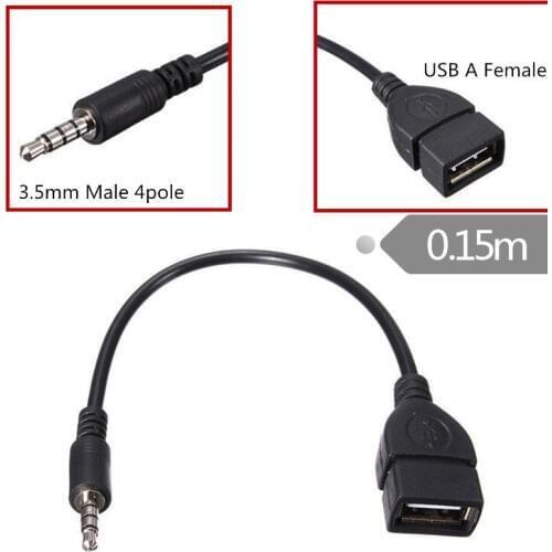 LBSC 3.5mm Male to USB 2.0 Female Converter AUX Audio Cable 0.15m