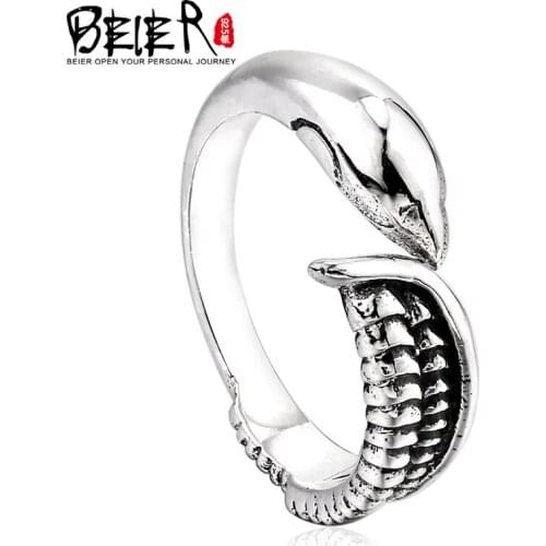Beier sterling jewelry 2015 fashion opening ring snake shape ring for man and women romantic gift D0483