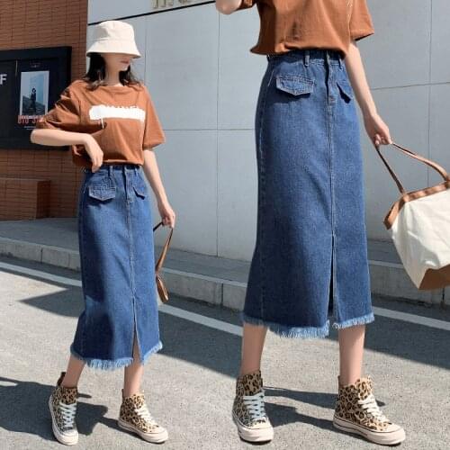Denim Long Plus Size Oversized 5Xl Large Korean Fashion High-Waisted Vintage Summer WomenS Clothing Skirt Vetement Femme 2021